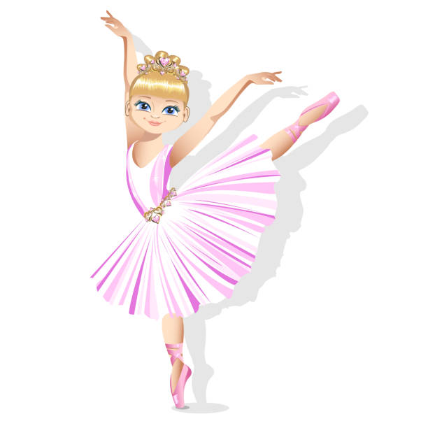 ilustrações, clipart, desenhos animados e ícones de doce pequena bailarina em um vestido brilhante - ballet little girls child fairy