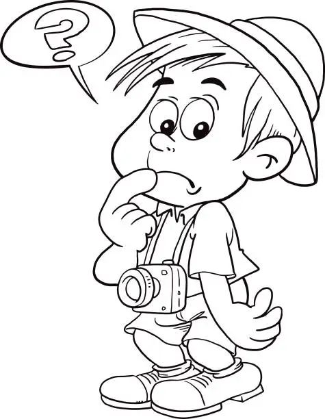 Vector illustration of child as a tourist