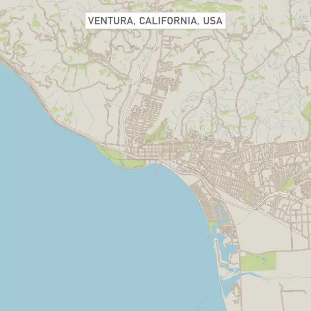 Vector illustration of Ventura California US City Street Map