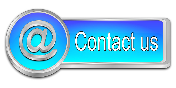 glossy blue button contact us - 3D illustration