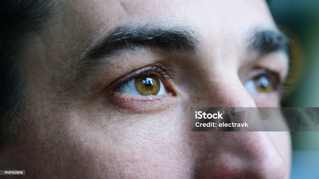 Closeup portrait of mid adult man A closeup portrait of a mid adult man looking away from the camera. Close-up Stock Photo