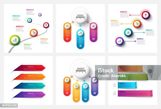 Vector Gradient Infographic And Marketing Elements Can Be Used For Presentation Diagrams Annual Report Web Design Business Concept With 3 4 And 5 Options Steps Or Processes Stock Illustration - Download Image Now