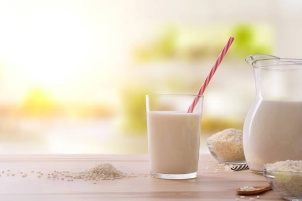 istock Drink of rice in a glass with straw 949114072