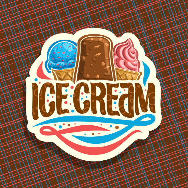 illustrations, cliparts, dessins animés et icônes de étiquette de vecteur pour glaces italiennes - ice cream sundae ice cream chocolate
