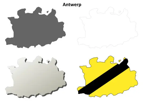 Vector illustration of Antwerp outline map set - Flemish version