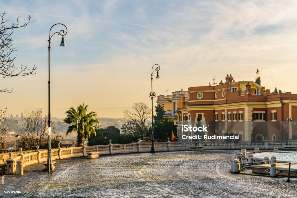 Urban Scene Gianicolo District, Rome, Italy Sunny winter season urban scene at gianicolo district in Rome city, Italy Antique Stock Photo