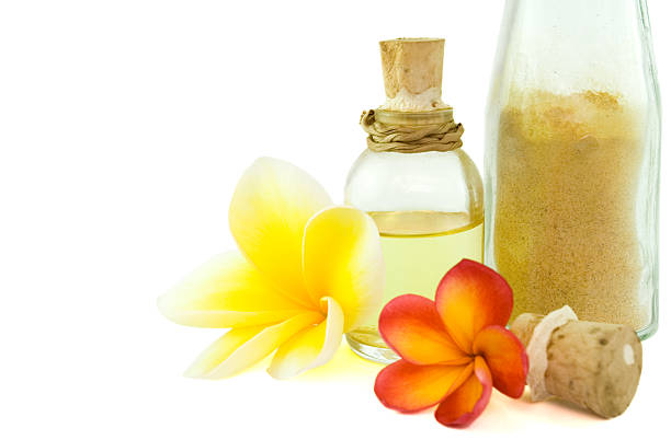 istock spa items and tropical flowers isolated on white 94912141