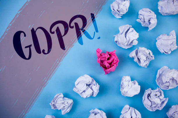 istock Writing note showing  Gdpr Motivational Call. Business photo showcasing General Data Protection Regulation Information Safety written on Painted background Crumpled Paper Balls next to it. 949123312