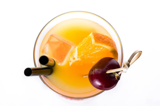 Sex on the beach cocktail in glass on white background