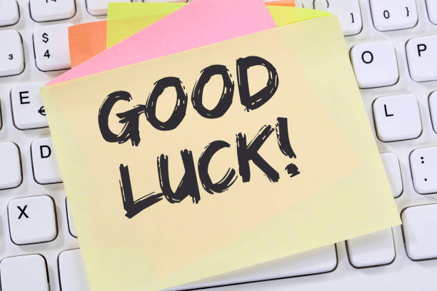 good luck success successful test wish wishing business note paper - luck imagens e fotografias de stock