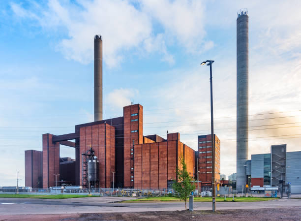 Large building and industrial plant chimneys
