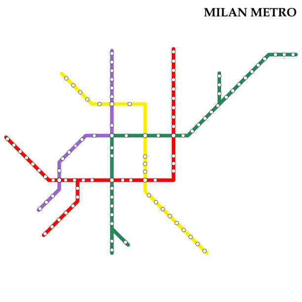 illustrazioni stock, clip art, cartoni animati e icone di tendenza di mappa della metropolitana - milano