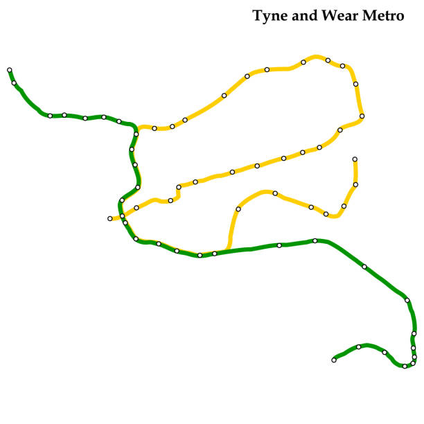 Map of metro Map of Tyne and Wear metro, Subway, Template of city transportation scheme for underground road. Vector illustration. modern map north east england uk stock illustrations