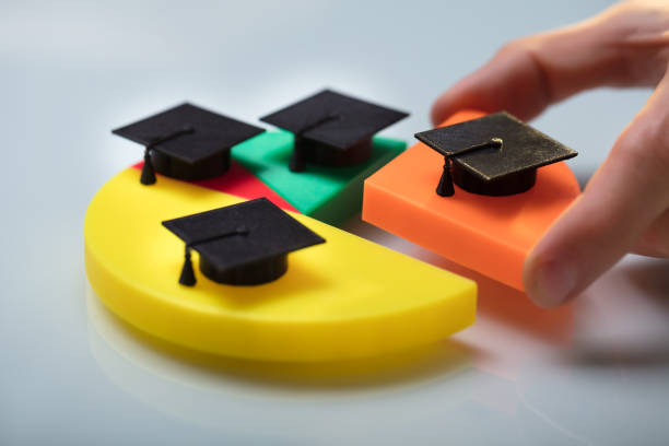 Person Placing Last Piece Into Pie Chart With Graduation Cap