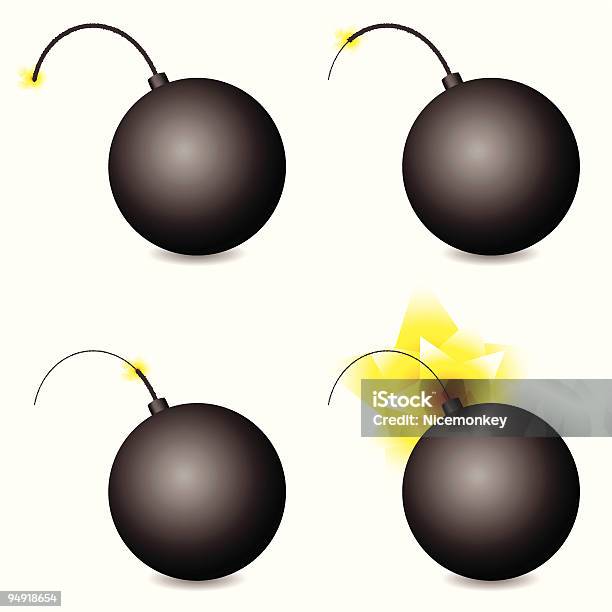 Bomb Stock Illustration - Download Image Now - Black Color, Bomb, Burning