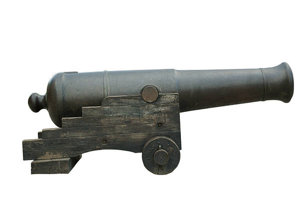 istock Old cast iron cannon on wooden base 94919048