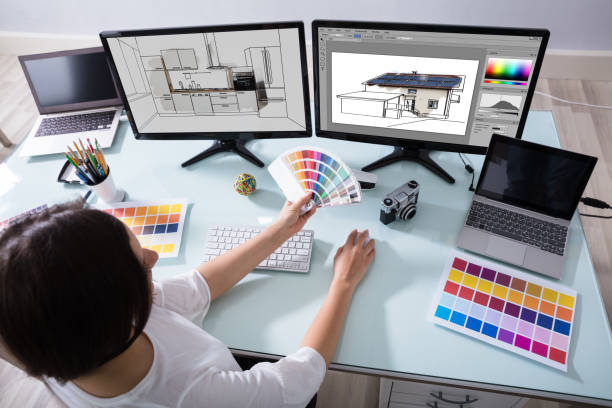 istock Designer Working On Color Selection For Kitchen And House 949195702