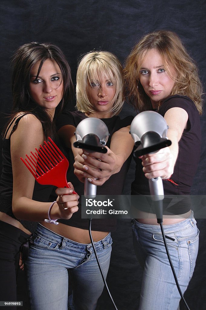 Secadores de cabelo e diversão - Foto de stock de Adulto royalty-free