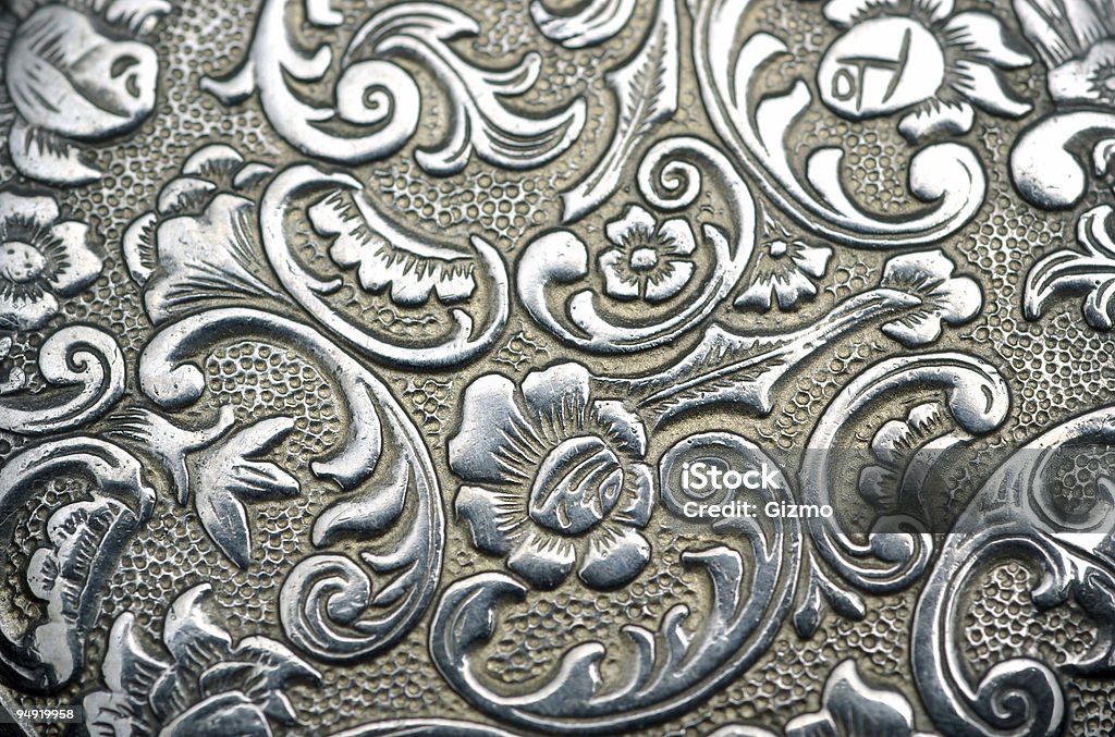 Engraving  Silver Colored Stock Photo