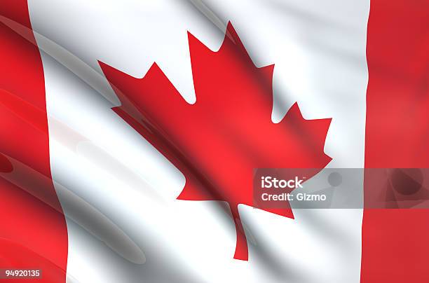 Canada Flag 3d Stock Photo - Download Image Now - Canada, Color Image, Curve