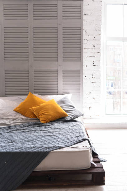 istock Bedroom interior in Scandinavian style 949207278