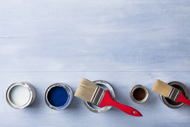 istock High Angle View Of Paint Can With Paintbrush 949208084