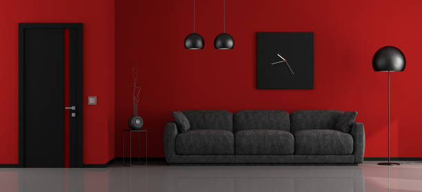 istock Black and red minimalist lounge 949208408