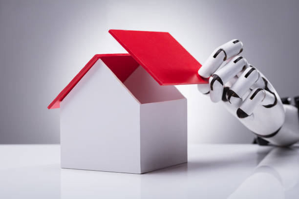istock Robot Building House With Red Roof 949212016