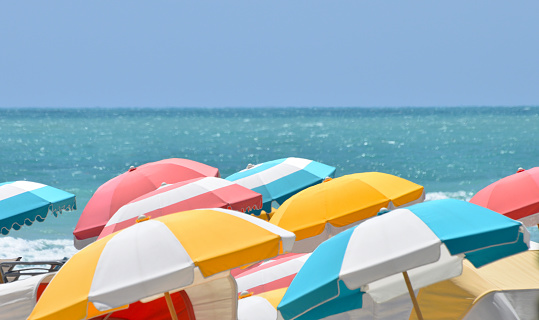 Colorful Beach Umbrellas Miami Beach Florida