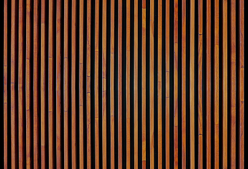 Wood strips wall panel textured