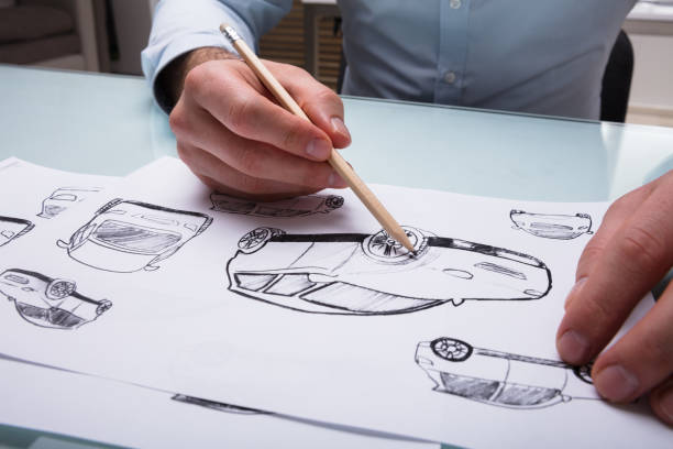 Human Hand Drawing Sketch Of A Car