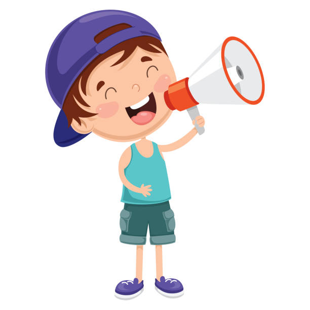 ilustrações de stock, clip art, desenhos animados e ícones de vector illustration of megaphone - marketing megaphone child using voice
