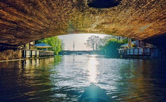 Kayaking around Alsterlake Hamburg
