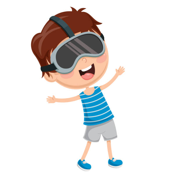 Vector Illustration Of Kid Experiencing Virtual Reality Glasses Stock  Illustration - Download Image Now - iStock