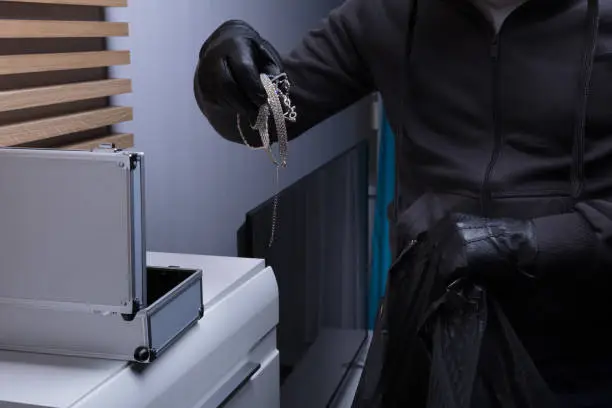 Photo of Robber Wearing Gloves Stealing Jewelry