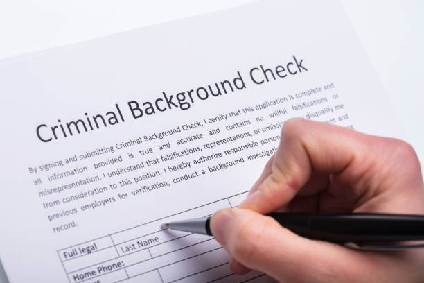 istock Person Filling Criminal Background Check Form 949219666