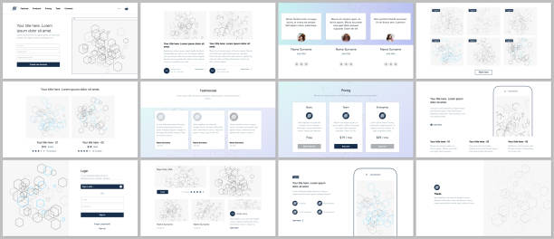 Vector templates for website design, minimal presentations, portfolio. UI, UX, GUI. Design of headers, dashboard, contact forms, features, pricing, e-commerce page, blog etc. Social network concept. Vector templates for website design, minimal presentations, portfolio. UI, UX, GUI. Design of headers, dashboard, contact forms, features, pricing, e-commerce page, blog etc. Social network concept push button photos stock illustrations