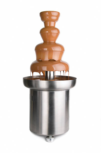 Gourmet grocery store-type stacked chocolate fountain stock photo