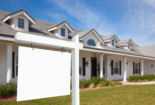 istock Blank Real Estate Sign and New Home 94923526