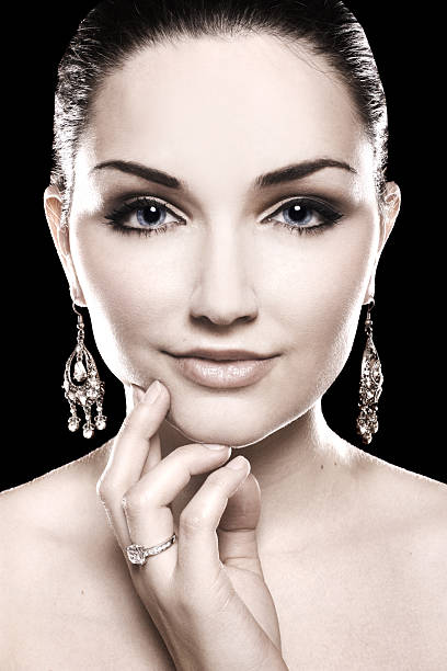 Beautiful woman diamond jewellery stock photo