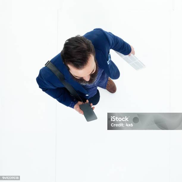 Top View Man Map Top View Of Man Walking Stock Photo - Download Image Now - High Angle ...