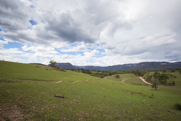 istock A single dirt hiking track winds its way through green fields 949242814