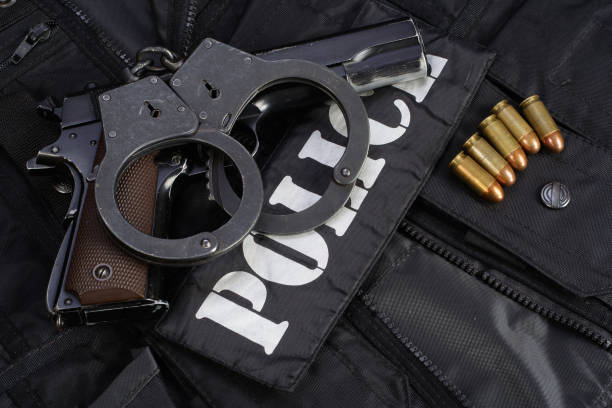 istock Special weapons and tactics team equipment on black background 949242856
