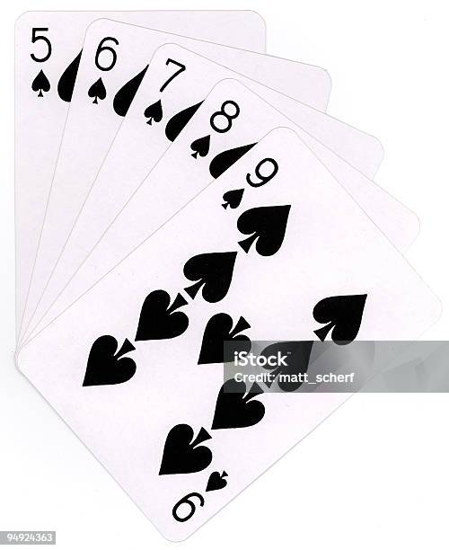 Straight Flush Stock Photo - Download Image Now - Color Image, Cut Out, Hand of Cards