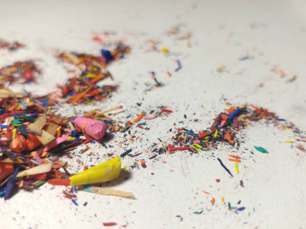 istock Broken tips of colored pencils. Shavings. 949243858
