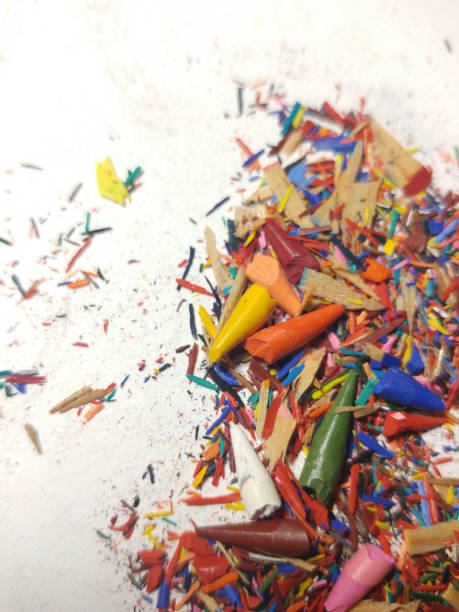 istock Broken tips of colored pencils. Shavings. 949244350