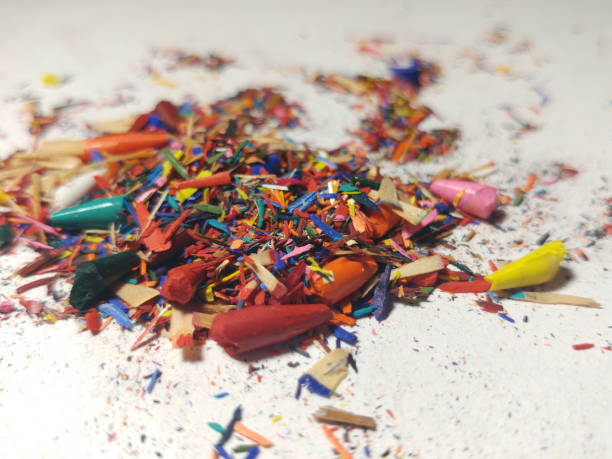 istock Broken tips of colored pencils. Shavings. 949244390