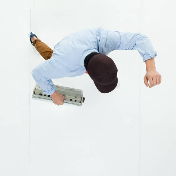 istock Top down view of Korean man dancing with boombox 949247788