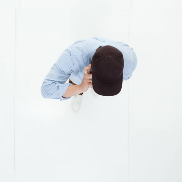 istock Top down view of Korean man using phone 949247868