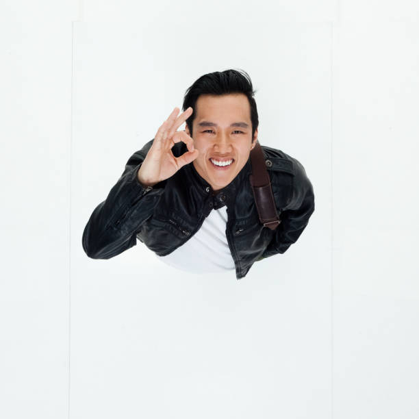 istock Top down view of Korean man gesturing 949248034